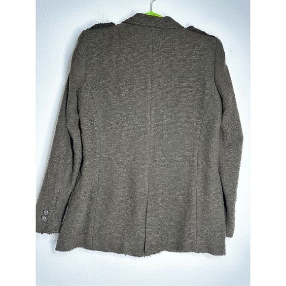 Zara Khaki Green Boucle Tweed Blazer Jacket Military Double Breasted  Size L - Picture 2 of 16